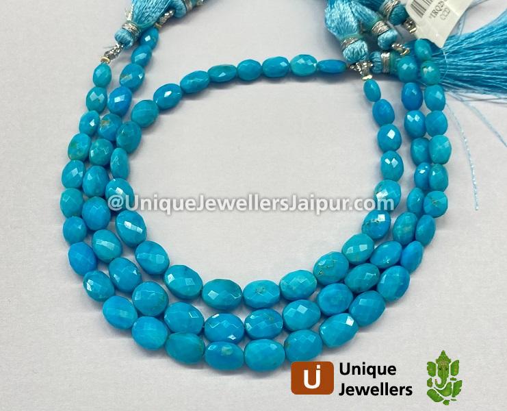 Turquoise Arizona Faceted Oval Beads